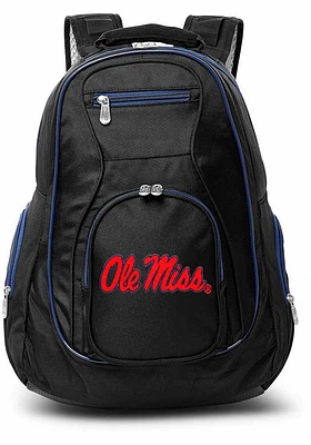 Ole Miss Rebels Black 19 Laptop Blue Trim Backpack