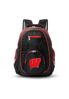 19 Laptop Red Trim Wisconsin Badgers Backpack - Black