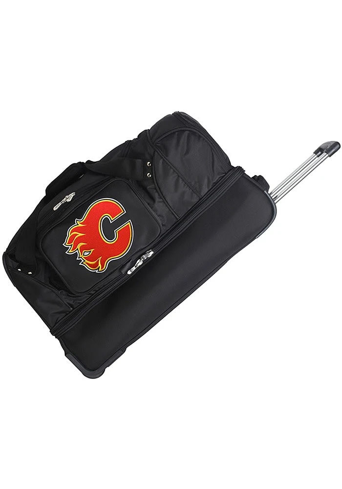 Calgary Flames Black Rolling Duffel Luggage