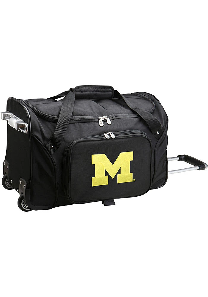Michigan Wolverines Black Rolling Duffel Luggage