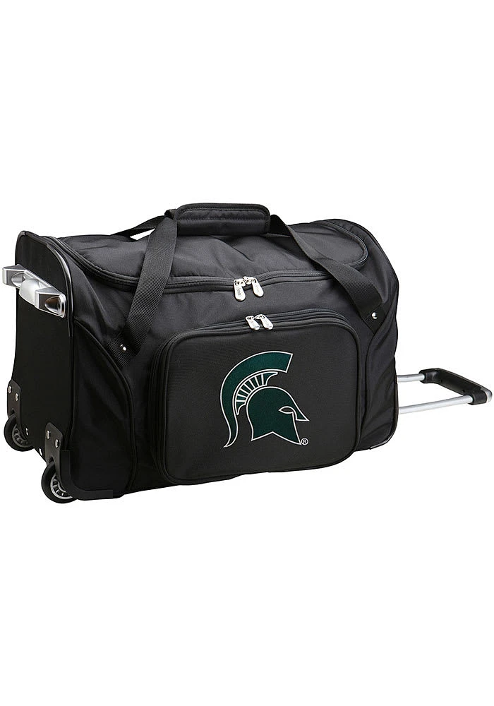 Michigan State Spartans Black Rolling Duffel Luggage