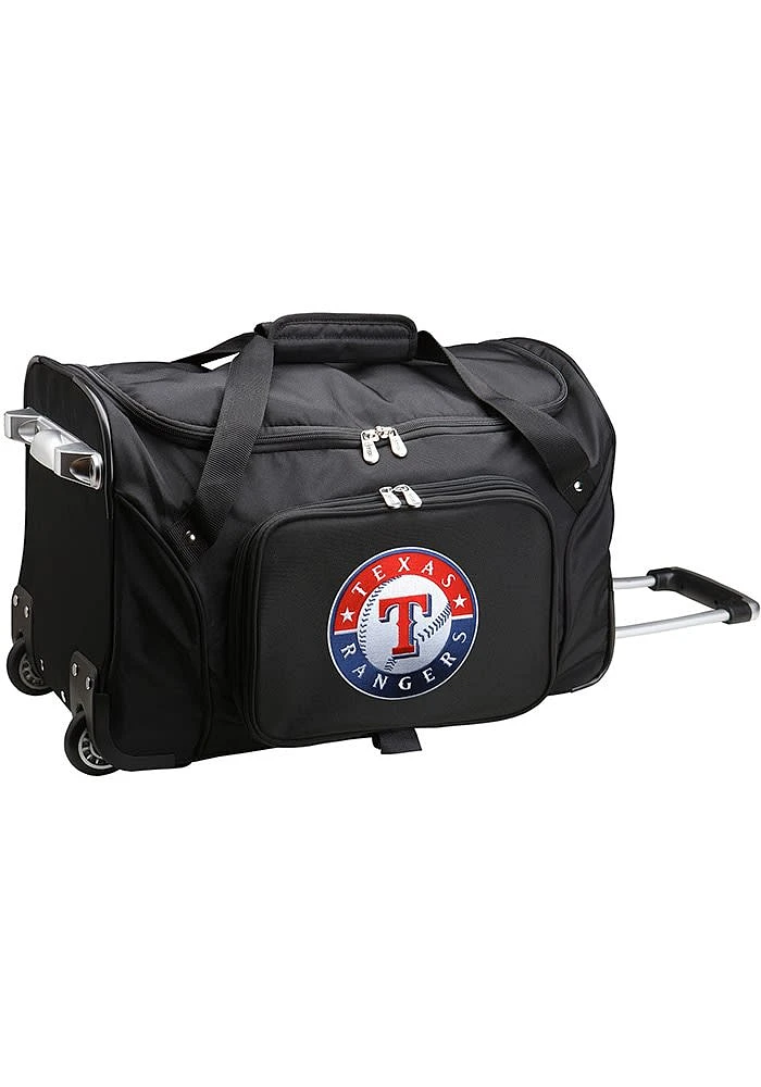 Texas Rangers Black Rolling Duffel Luggage