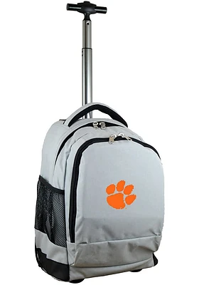 Clemson Tigers Grey Wheeled Premium Backpack