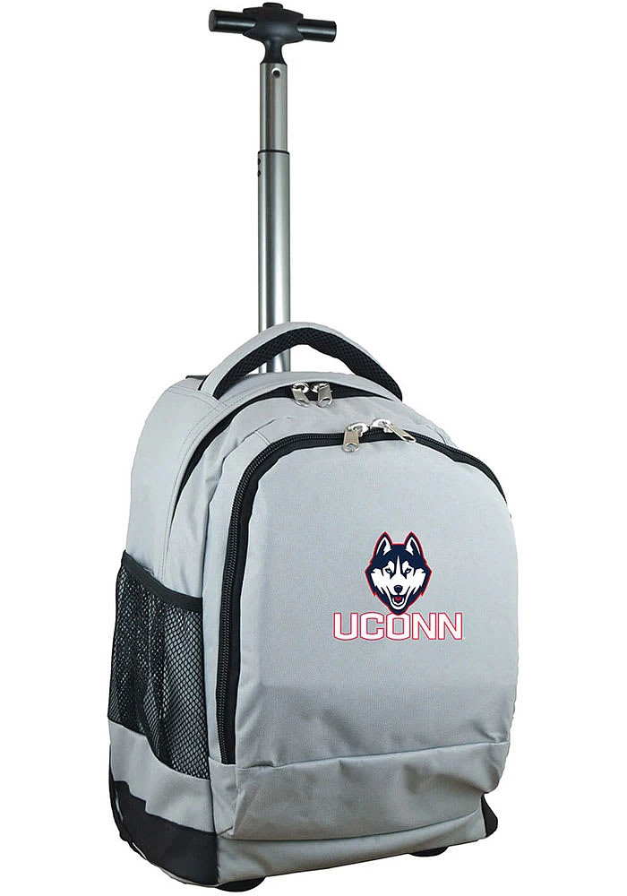 UConn Huskies Grey Wheeled Premium Backpack