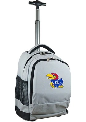 Kansas Jayhawks Grey Wheeled Premium Backpack