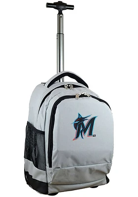 Miami Marlins Grey Wheeled Premium Backpack