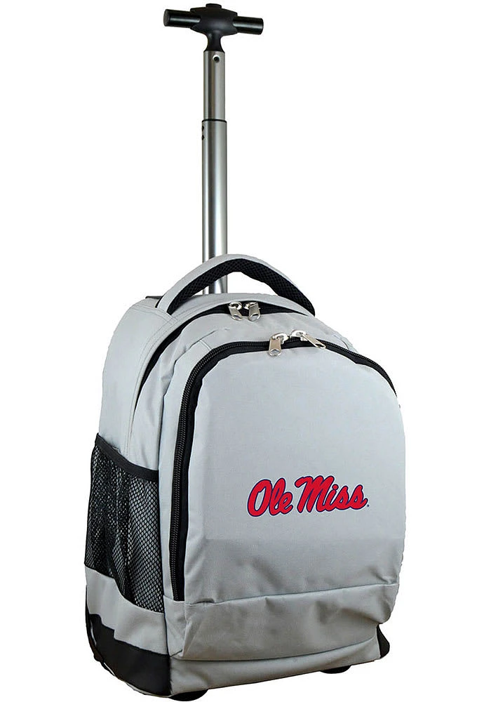 Ole Miss Rebels Grey Wheeled Premium Backpack