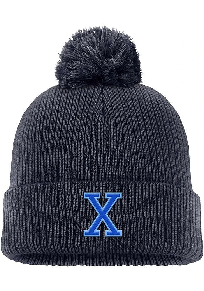 Nike Xavier Musketeers Navy Blue Peak Cuff Pom Design Mens Knit Hat