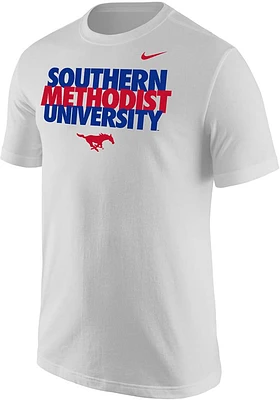 Nike SMU Mustangs White Stacked Arch Short Sleeve T Shirt