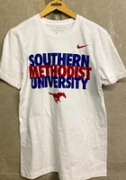 Nike SMU Mustangs White Stacked Arch Short Sleeve T Shirt