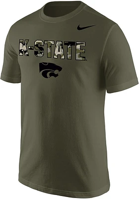 Nike K-State Wildcats Olive Wordmark Powercat Short Sleeve T Shirt