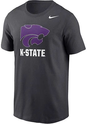 Nike K-State Wildcats Grey Dri-FIT Arch Mascot Short Sleeve T Shirt
