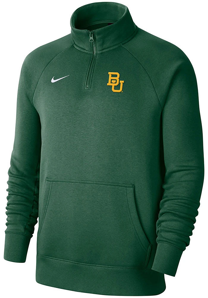 Nike Baylor Bears Mens Green Club Long Sleeve Qtr Zip Pullover