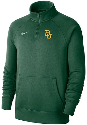 Nike Baylor Bears Mens Green Club Long Sleeve Qtr Zip Pullover