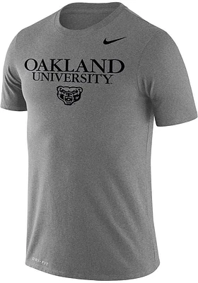 Nike Oakland University Golden Grizzlies Grey Wordmark Legend Design Short Sleeve T Shirt
