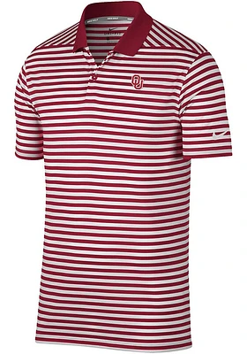 Nike Oklahoma Sooners Mens Crimson Golf Victory Stripe Design Short Sleeve Polo