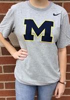 Nike Michigan Wolverines Grey Dri-FIT Logo Over Swoosh Short Sleeve T Shirt