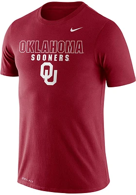 Nike Oklahoma Sooners Crimson Legend Name Drop Over Logo Short Sleeve T Shirt