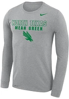 Nike North Texas Mean Green Grey Legend Arch Mascot Long Sleeve T-Shirt