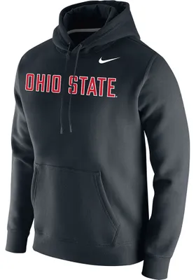 Nike Ohio State Buckeyes Mens Black Wordmark Club Fleece Design Long Sleeve Hoodie