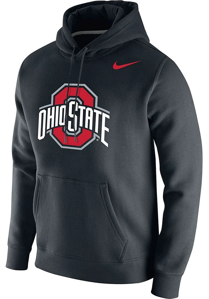 Nike Ohio State Buckeyes Mens Black Logo Club Fleece Long Sleeve Hoodie