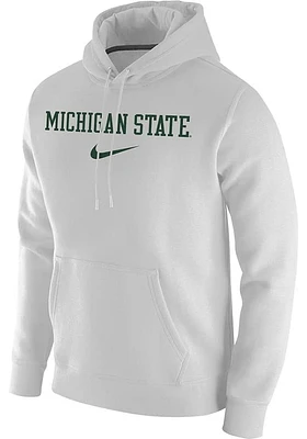 Nike Michigan State Spartans Mens White Club Fleece Long Sleeve Hoodie