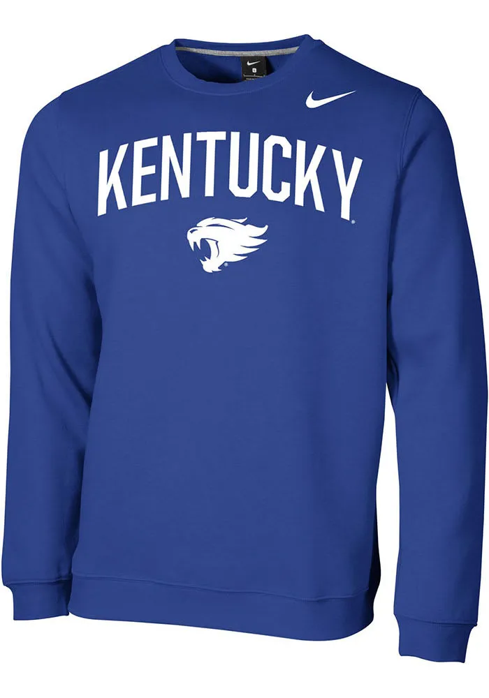 Nike Kentucky Wildcats Mens Blue Club Fleece Graphic Long Sleeve Crew Sweatshirt