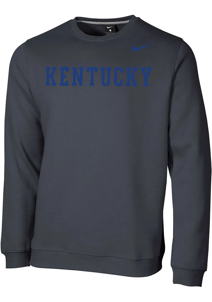 Nike Kentucky Wildcats Mens Wordmark Club Fleece Long Sleeve Crew Sweatshirt