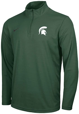 Nike Michigan State Spartans Mens Green Intensity Long Sleeve Qtr Zip Pullover