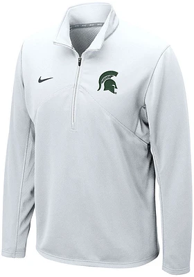 Nike Michigan State Spartans Mens White Dri-FIT Training Long Sleeve Qtr Zip Pullover