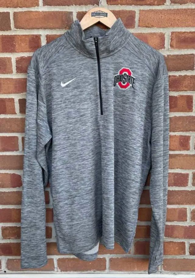 Nike Ohio State Buckeyes Mens Grey Pacer Long Sleeve 1/4 Zip Pullover