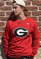 Nike Georgia Bulldogs Mens Red Club Fleece Logo Long Sleeve Crew Sweatshirt