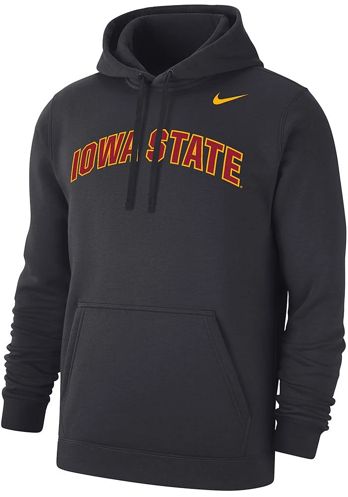 Nike Iowa State Cyclones Mens Grey Club Fleece Arch Name Long Sleeve Hoodie