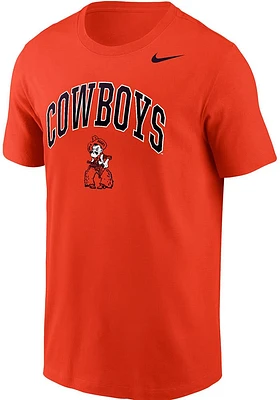 Nike Oklahoma State Cowboys Orange Core Vintage Arch Mascot Short Sleeve T Shirt