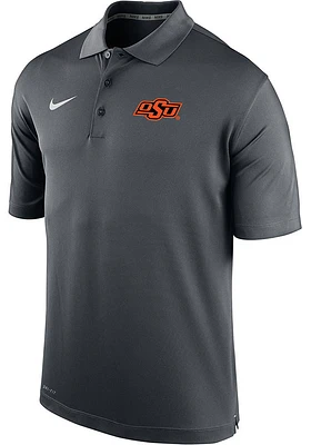 Nike Oklahoma State Cowboys Mens Grey Varsity Logo Short Sleeve Polo