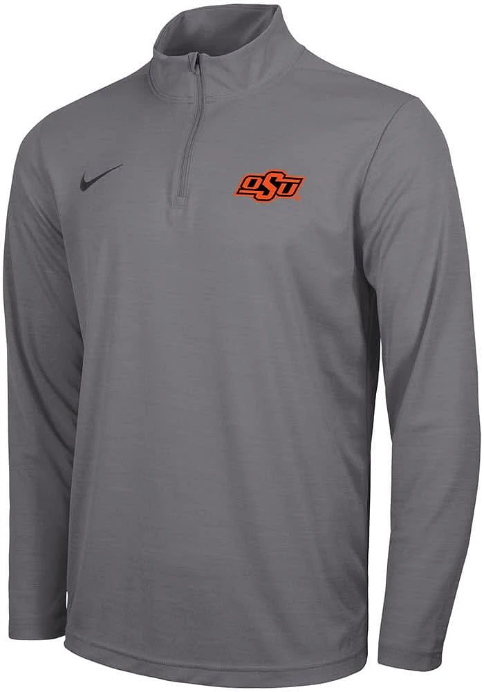 Nike Oklahoma State Cowboys Mens Grey Intensity Logo Long Sleeve Qtr Zip Pullover