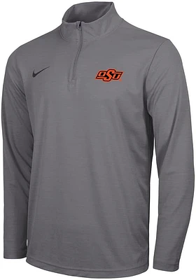 Nike Oklahoma State Cowboys Mens Grey Intensity Logo Long Sleeve Qtr Zip Pullover