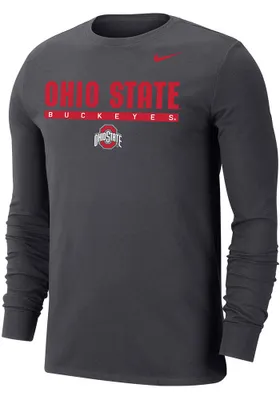 Nike Ohio State Buckeyes Grey Dri-FIT Stacked Long Sleeve T Shirt