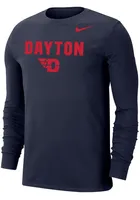 Nike Dayton Flyers Navy Blue Dri-FIT Flat Mascot Long Sleeve T Shirt