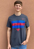 Nike SMU Mustangs Charcoal Core Flat Name Mascot Short Sleeve T Shirt