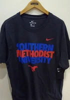 Nike SMU Mustangs Charcoal Core Flat Name Mascot Short Sleeve T Shirt
