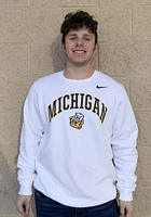 Nike Michigan Wolverines Mens White Club Fleece Standard Long Sleeve Crew Sweatshirt