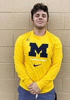 Nike Michigan Wolverines Yellow Dri-FIT Big Logo Long Sleeve T Shirt