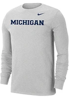 Nike Michigan Wolverines Grey Dri-FIT Long Sleeve T Shirt