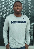 Nike Michigan Wolverines Grey Dri-FIT Long Sleeve T Shirt