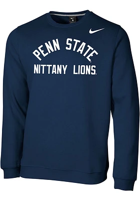 Nike Penn State Nittany Lions Mens Navy Blue Club Fleece Long Sleeve Crew Sweatshirt