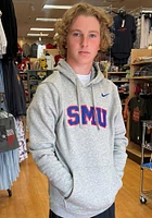 Nike SMU Mustangs Mens Grey Club Fleece Wordmark Long Sleeve Hoodie