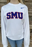 Nike SMU Mustangs Mens White Club Fleece Wordmark Long Sleeve Crew Sweatshirt