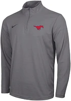 Nike SMU Mustangs Mens Grey Intensity Logo Long Sleeve Qtr Zip Pullover