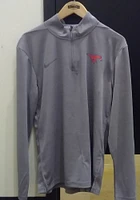 Nike SMU Mustangs Mens Grey Intensity Logo Long Sleeve Qtr Zip Pullover